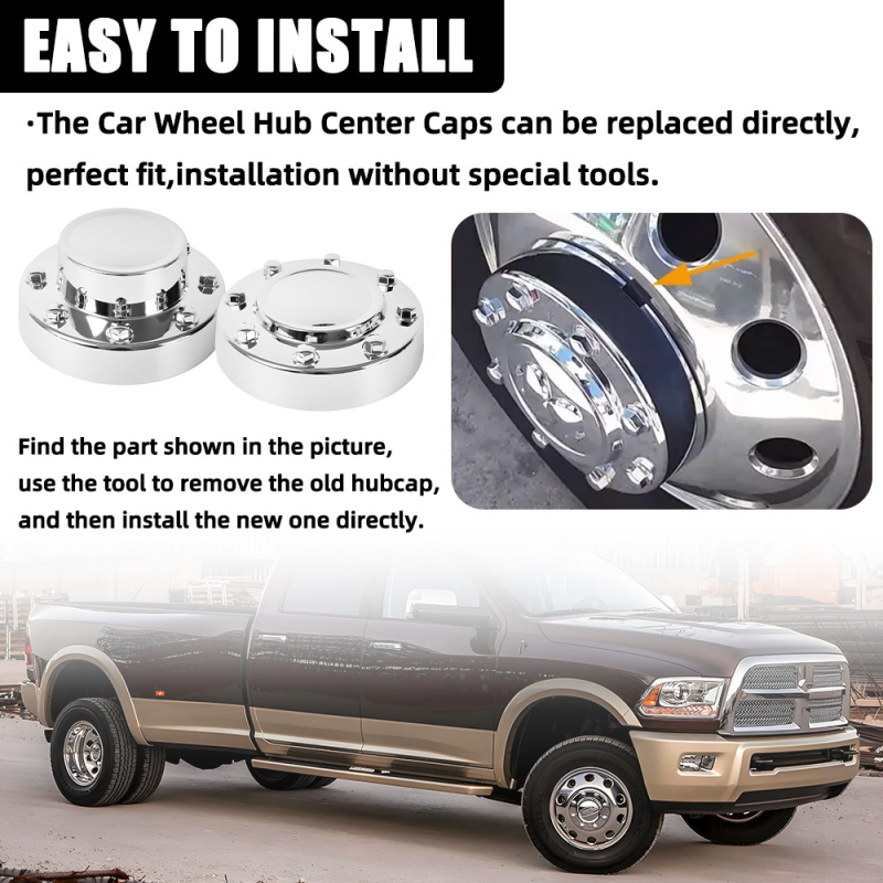 Zaštitne kapice za poklopce kotača Dodge Ram 2011–2016 – Materijal: Plastika – Univerzalna kompatibilnost (Materijal: Plastika; Pogodni modeli: 2011–2016 Dodge Ram; Tip: poklopci za kotače)