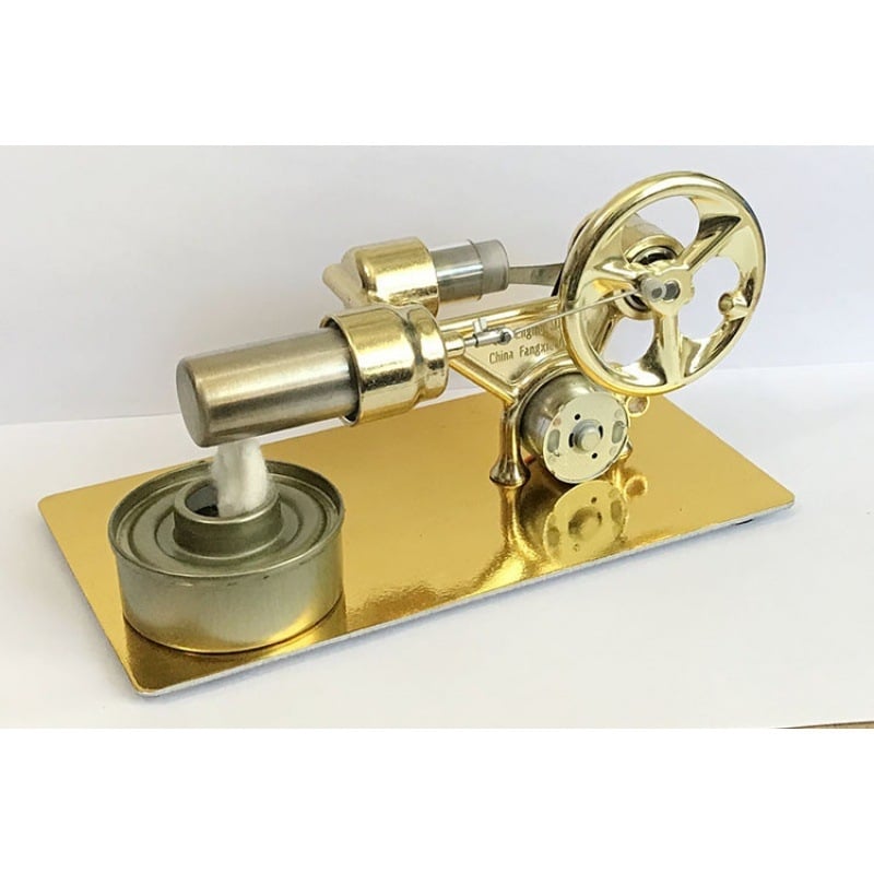 Stirlingi mootori mängumudel, metallkonstruktsiooniga, sobiv 61+ vanusele, hariv aurumasina demonstratsioon