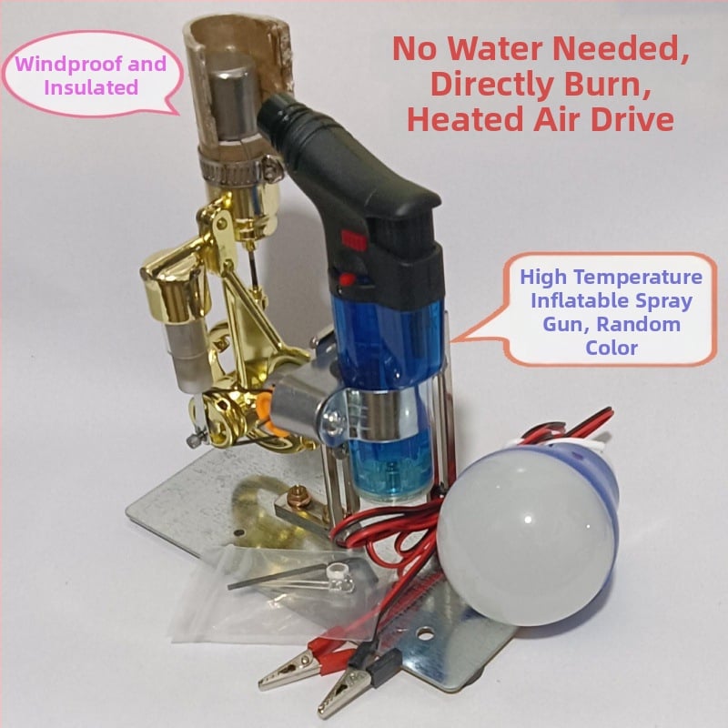 Stirlingi mootori mängumudel, metallkonstruktsiooniga, sobiv 61+ vanusele, hariv aurumasina demonstratsioon