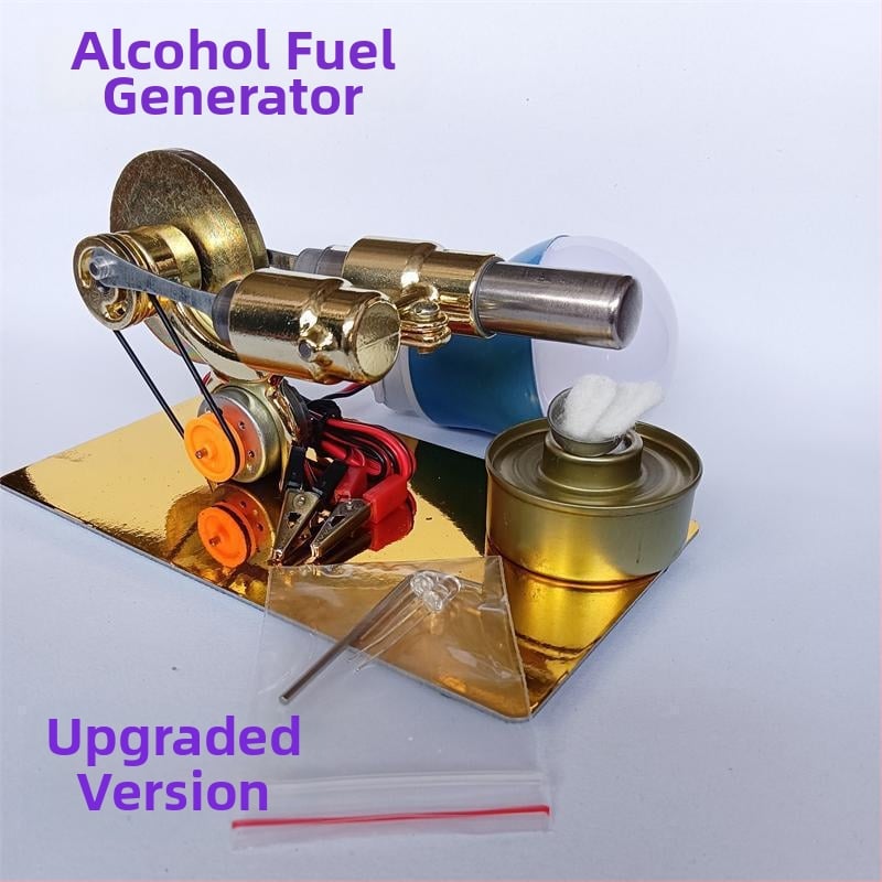 Stirlingi mootori mängumudel, metallkonstruktsiooniga, sobiv 61+ vanusele, hariv aurumasina demonstratsioon