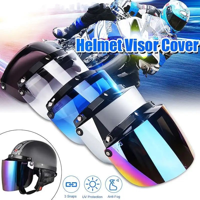 BG05 Lentilă de cască pentru motocicletă, pentru cască tip half-helmet, cu trei catarame