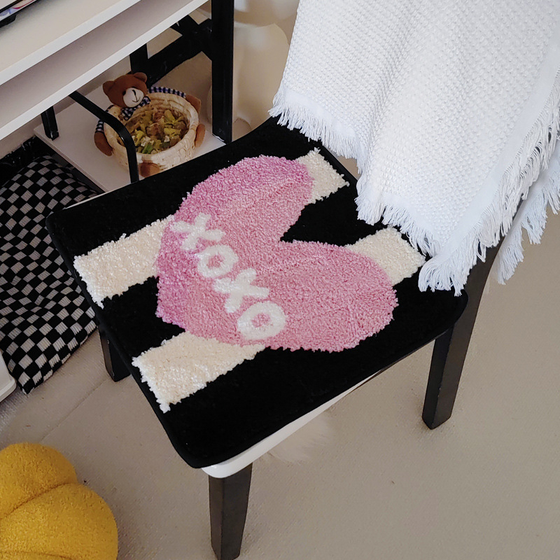 Perna pentru scaun Nordic, material poliester, umplutură fibre poliester, model inimă, desene animate și plante