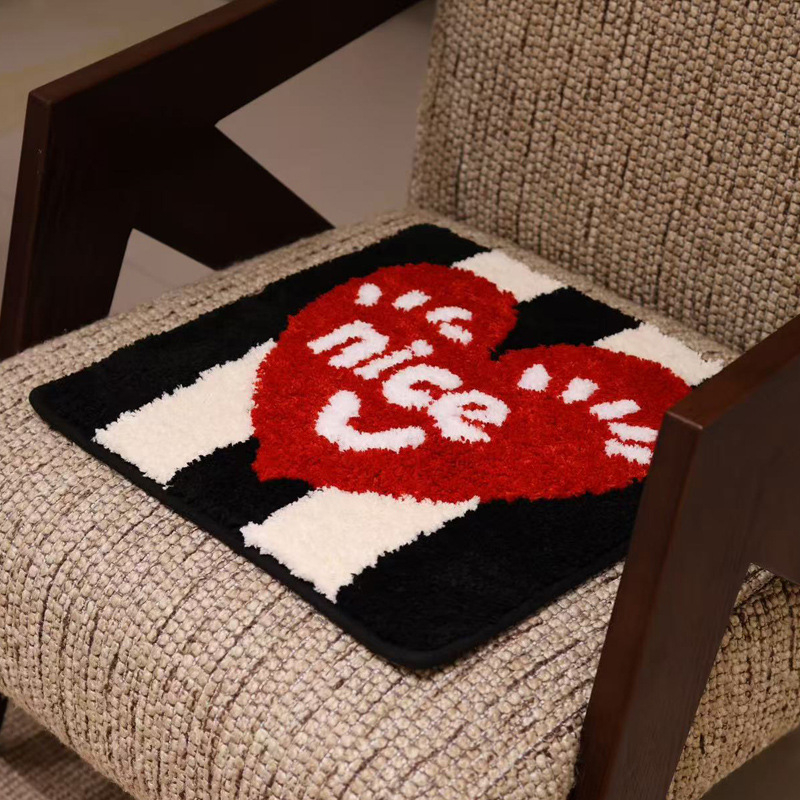 Perna pentru scaun Nordic, material poliester, umplutură fibre poliester, model inimă, desene animate și plante