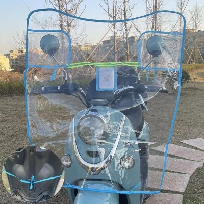 Parbriz pentru scuter electric/motocicletă, transparent, lărgit, pliabil, compatibil cu oglinile retrovizoare, PVC, modelul 0001