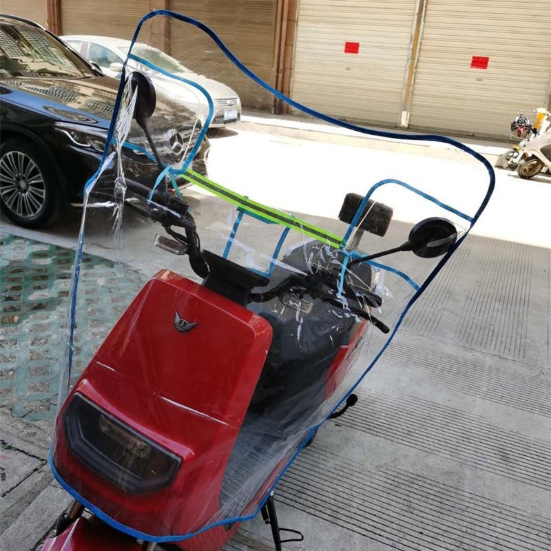 Parbriz pentru scuter electric/motocicletă, transparent, lărgit, pliabil, compatibil cu oglinile retrovizoare, PVC, modelul 0001