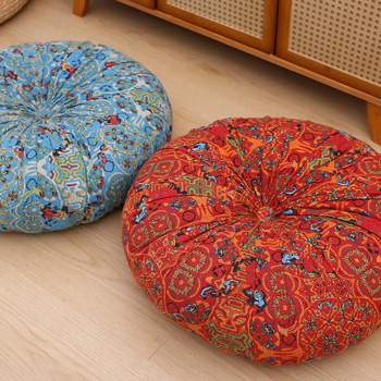 Perna de podea în stil tatami, husă din bumbac-lână, model floral, stil boem, umplutură poliester