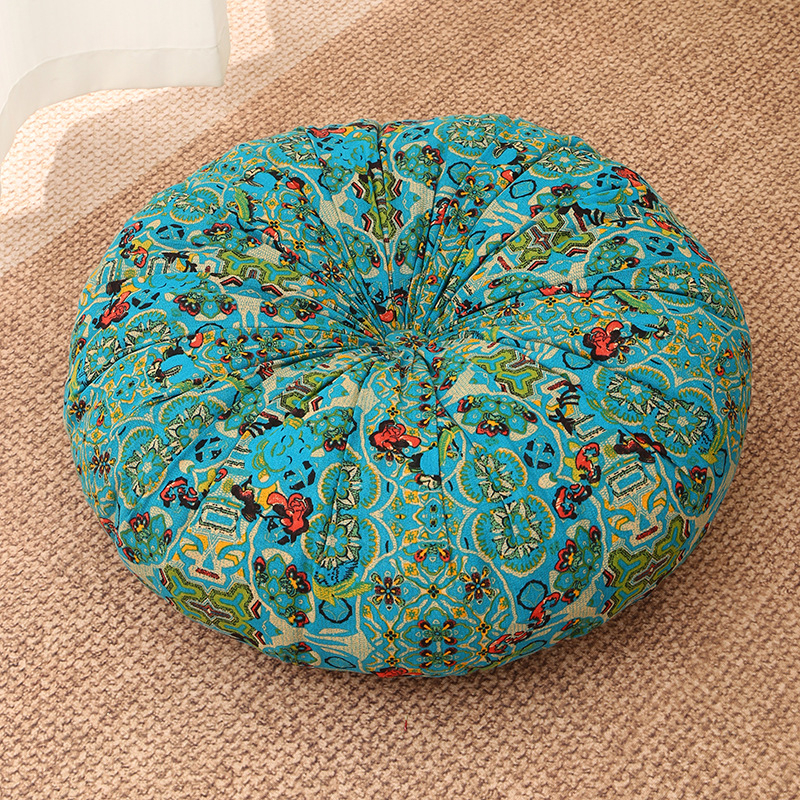 Perna de podea în stil tatami, husă din bumbac-lână, model floral, stil boem, umplutură poliester