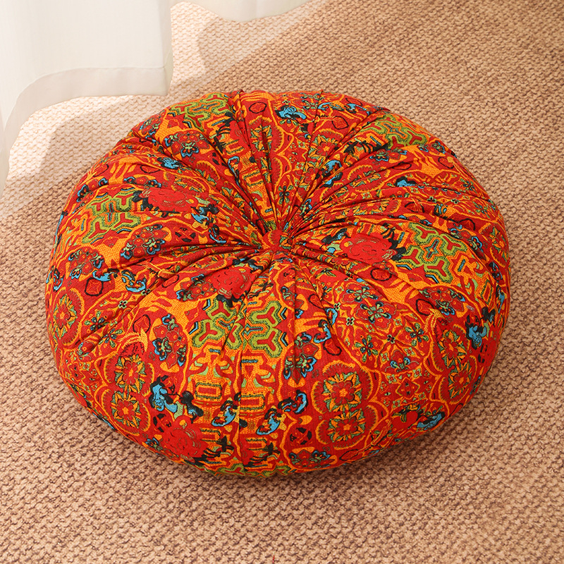 Perna de podea în stil tatami, husă din bumbac-lână, model floral, stil boem, umplutură poliester