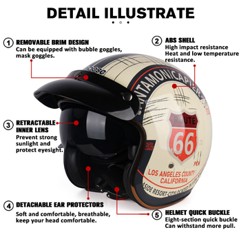 Emerald Retro Half Helmet – ABS Plastic, kaciga za motocikle