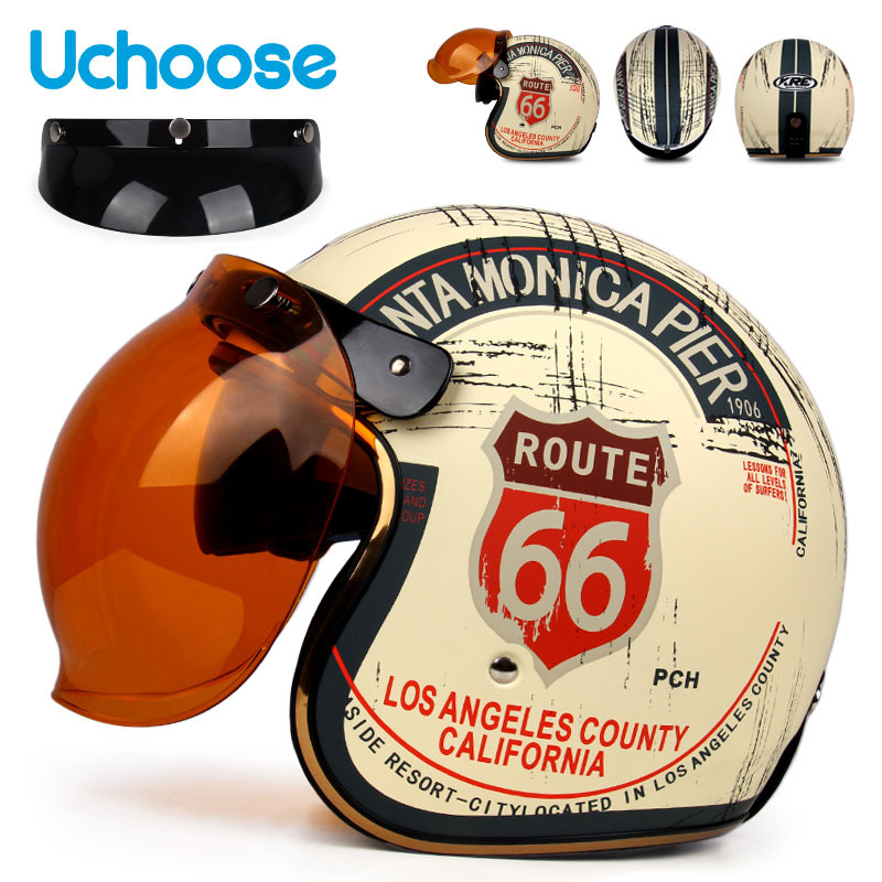 Emerald Retro Half Helmet – ABS Plastic, kaciga za motocikle