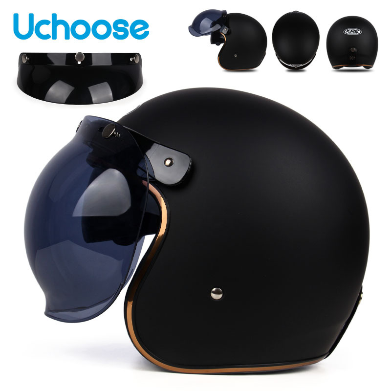 Emerald Retro Half Helmet – ABS Plastic, kaciga za motocikle
