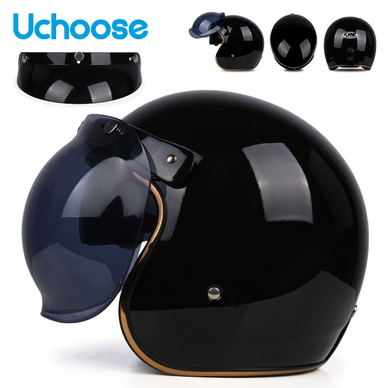 Emerald Retro Half Helmet – ABS Plastic, kaciga za motocikle