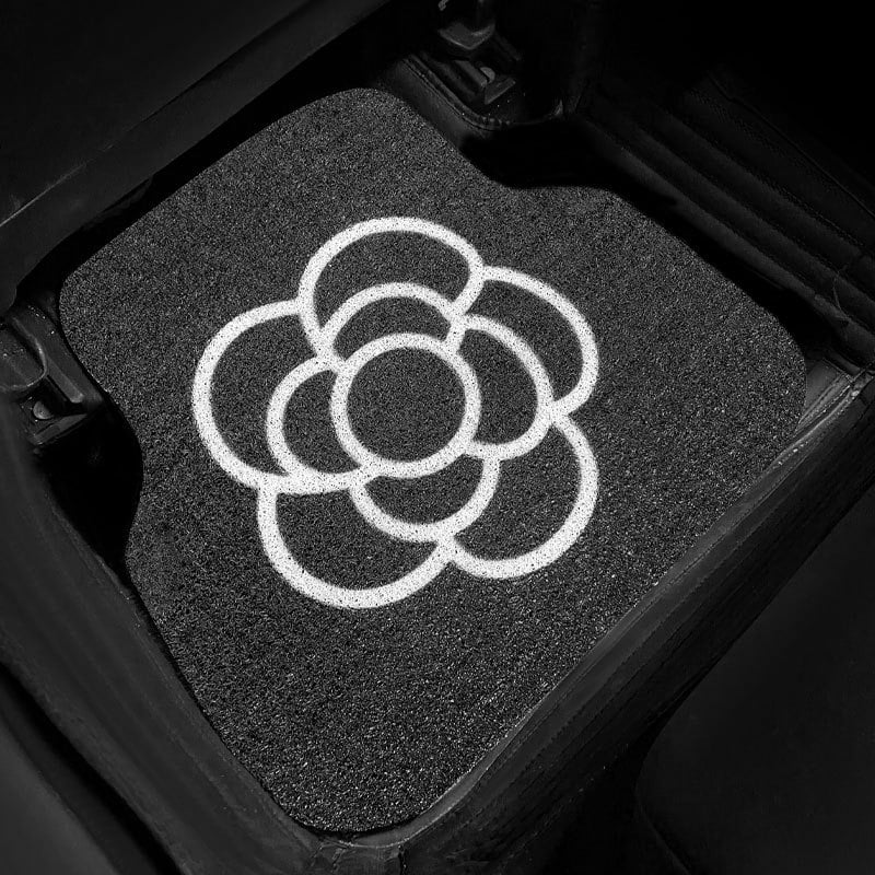 Love Meng универсален комплект автомобилни стелки с камелия пръстен и тел-оплетка, анти-замърсяващ, включва задни педални стелки