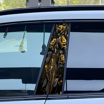 Auto naljepnica za središnji stub kolone s motivom ruže, crtani uzorak, otporna na ogrebotine, prilagodljiva (Materijal: Naljepnica; Uzorak: Crtani; Tip: Auto naljepnica; Instalacija: Ljepliva; Prilagodba: Da)