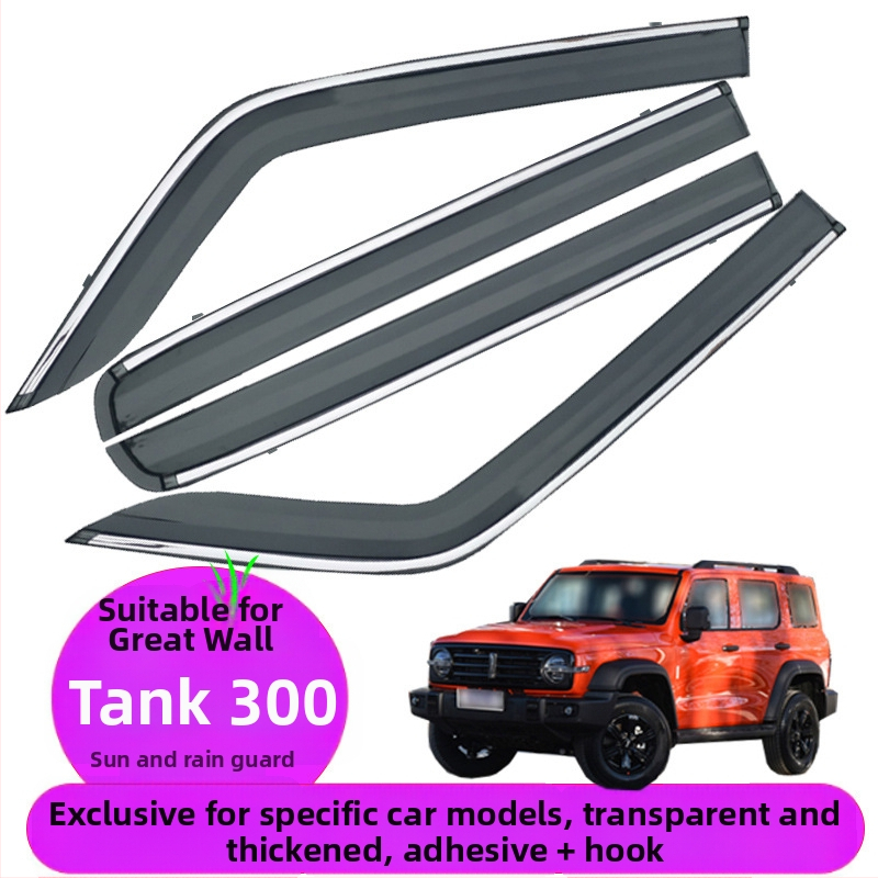 Akrilový dažďový štít pre okno Tank 300, montáž lepidlo + háčik, zostava 4 kusy, model 2021