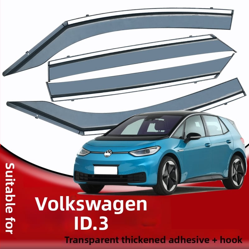 Scut de ploaie acrilic pentru geam VW ID.3 – set de 4 bucăți, montaj cu cârlige și adeziv, compatibil cu transmisia automată