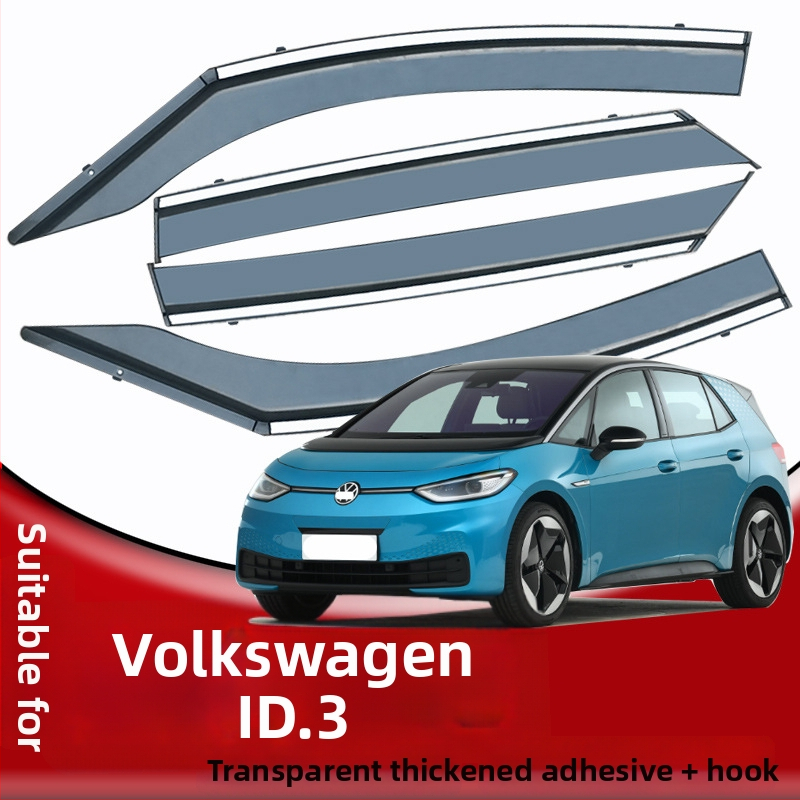 Scut de ploaie acrilic pentru geam VW ID.3 – set de 4 bucăți, montaj cu cârlige și adeziv, compatibil cu transmisia automată
