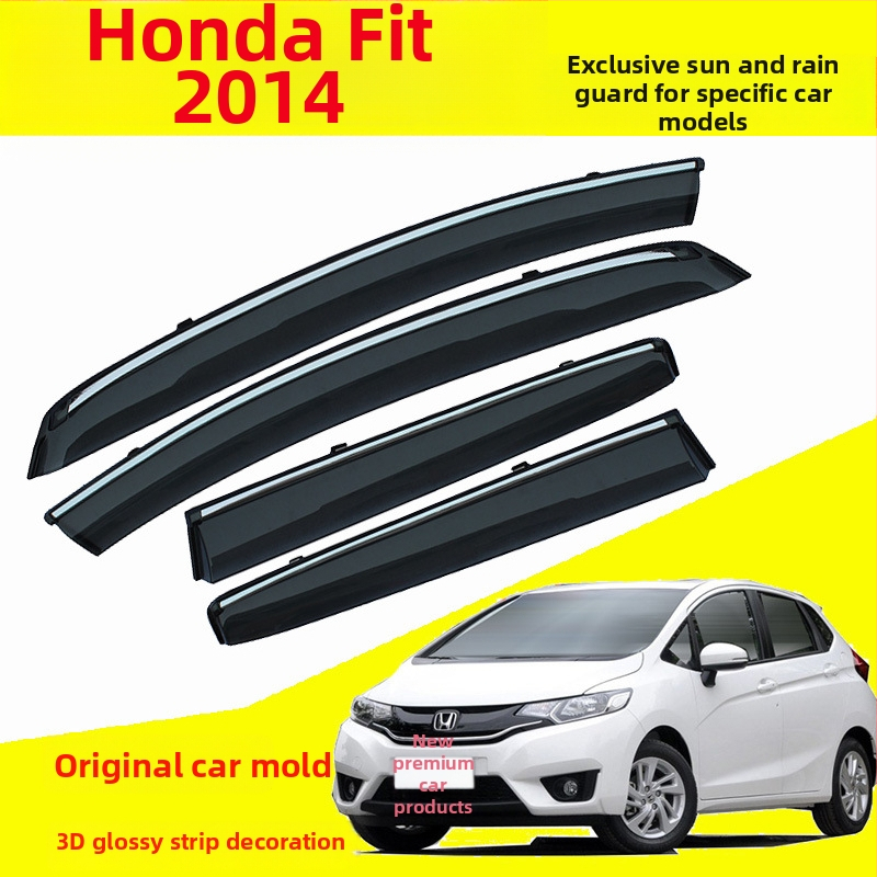 Dážďové štíty z akrylu pre Honda Fit (2014-), sada 4 kusov, jednoduchá inštalácia