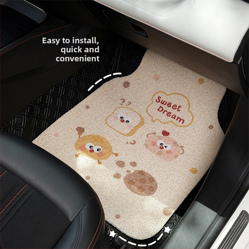 Podlahová rohož pre vodiča v aute – jeden diel, univerzálne uchytenie, roztomilý karikatúrny dizajn, materiál Silk circle, značka Yu cen