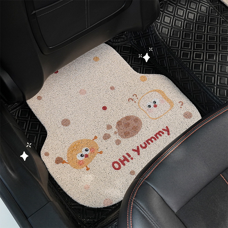 Автомобилен подов килим за водача – единична част, универсално съвпадение, забавен карикатурен дизайн, материал Silk circle, марка Yu cen