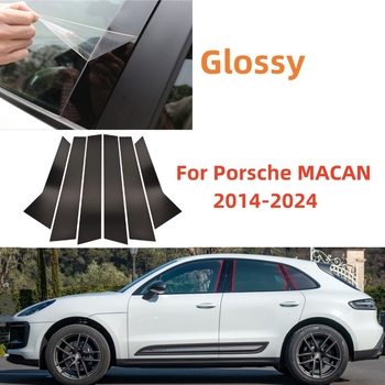 Porsche Macan 2014-2024 Crne dekorativne kapice za prozor za stubove B i C – set od 6 oglednih poklopaca