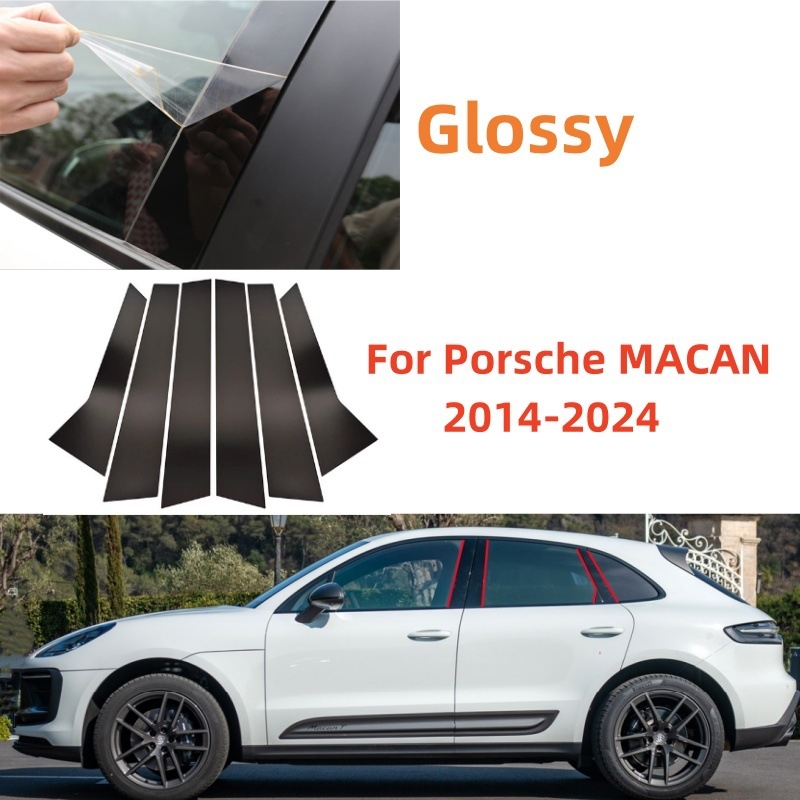 Porsche Macan 2014-2024 Crne dekorativne kapice za prozor za stubove B i C – set od 6 oglednih poklopaca