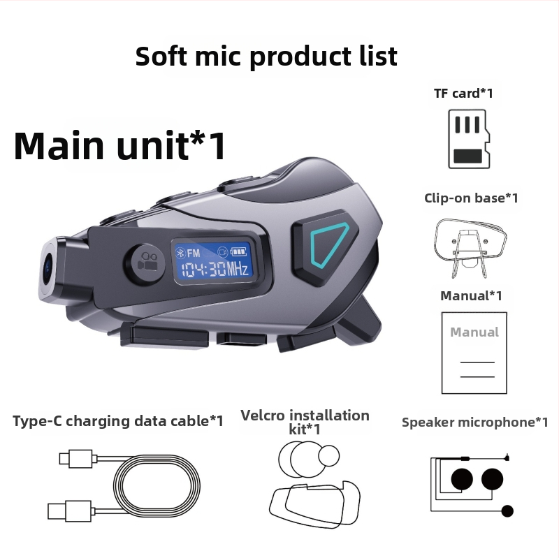 Motorková prilba Bluetooth slúchadlo s interkomom a zdieľaním hudby, vodotesná, Bluetooth 6.0, dosah 10 m, výdrž batérie ~20 h