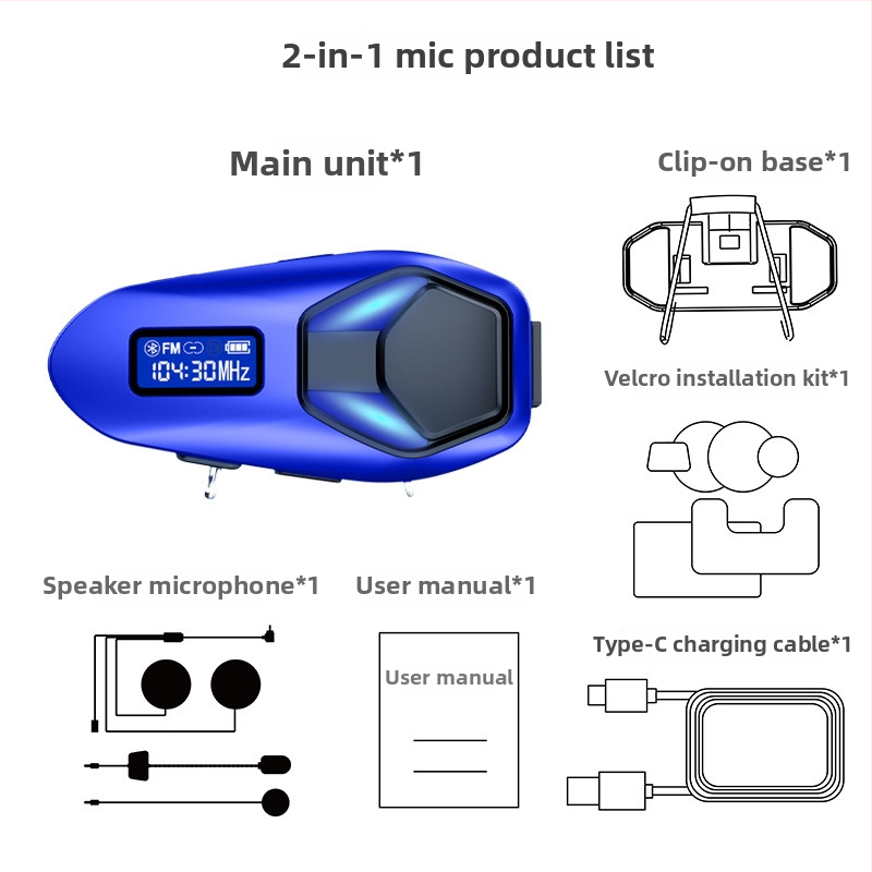 Motorková prilba Bluetooth slúchadlo s interkomom a zdieľaním hudby, vodotesná, Bluetooth 6.0, dosah 10 m, výdrž batérie ~20 h