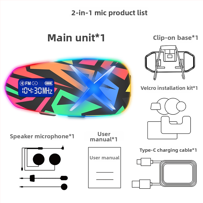 Motorková prilba Bluetooth slúchadlo s interkomom a zdieľaním hudby, vodotesná, Bluetooth 6.0, dosah 10 m, výdrž batérie ~20 h