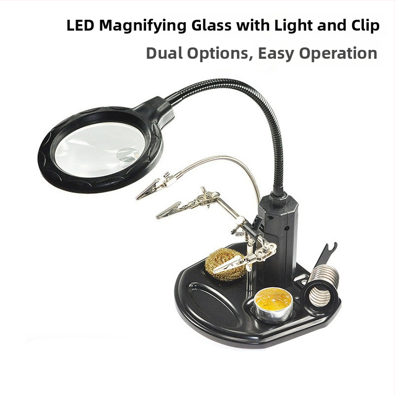LED osvetlená lupa na opravu PCB pre mobilné telefóny – klipsová lupa, pomôcka na zváranie, model E2d01/TE802, značka Dr. Giant
