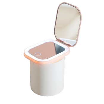 Kozmetičko ogledalo s dvostrukim povećanjem, trobojnom rasvjetom i sklopivim putnim ogledalom (plastični okvir; aluminijsko ogledalo)