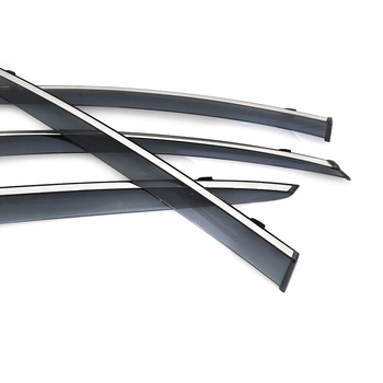Rain Eyebrow za prozor za Skoda 2009-2013 Superb/Haorui – debelo injekcijski oblikovan štitnik, materijal: akrilna traka/PC s nehrđajućom čeličnom sjajnom trakom, ugradnja kuka-ljepljivo, paket 4 komada