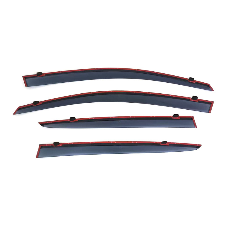 Rain Eyebrow za prozor za Skoda 2009-2013 Superb/Haorui – debelo injekcijski oblikovan štitnik, materijal: akrilna traka/PC s nehrđajućom čeličnom sjajnom trakom, ugradnja kuka-ljepljivo, paket 4 komada