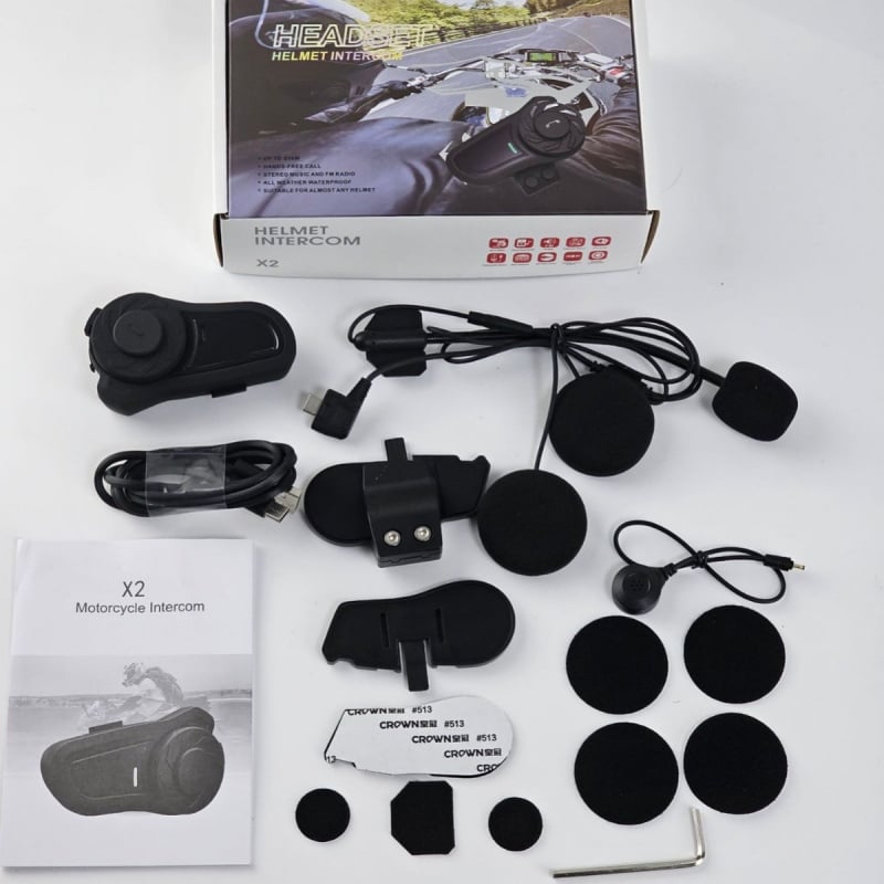 Интерком за каска Bluetooth 5.1, Qualcomm чипсет, до 20 м обхват, стерео двуканален, поддръжка на музика, живот на батерията над 26 часа