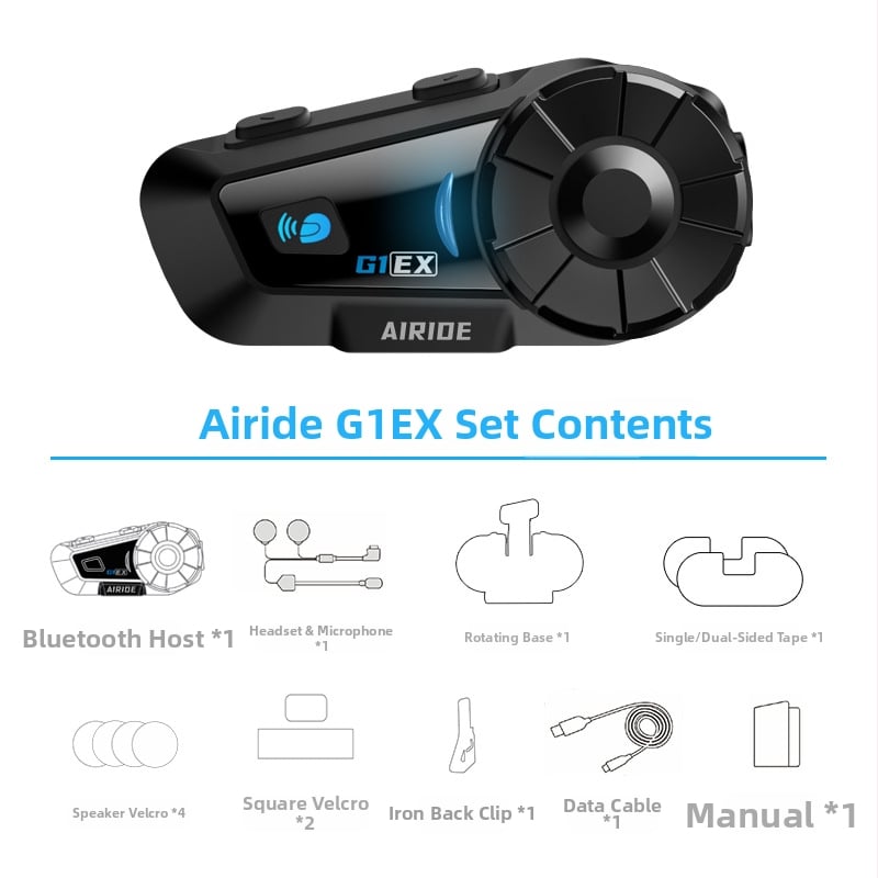 G1EX Шлем Bluetooth слушалка с вграден интерком, мултипотребителски разговор, монофонален звук, 2025