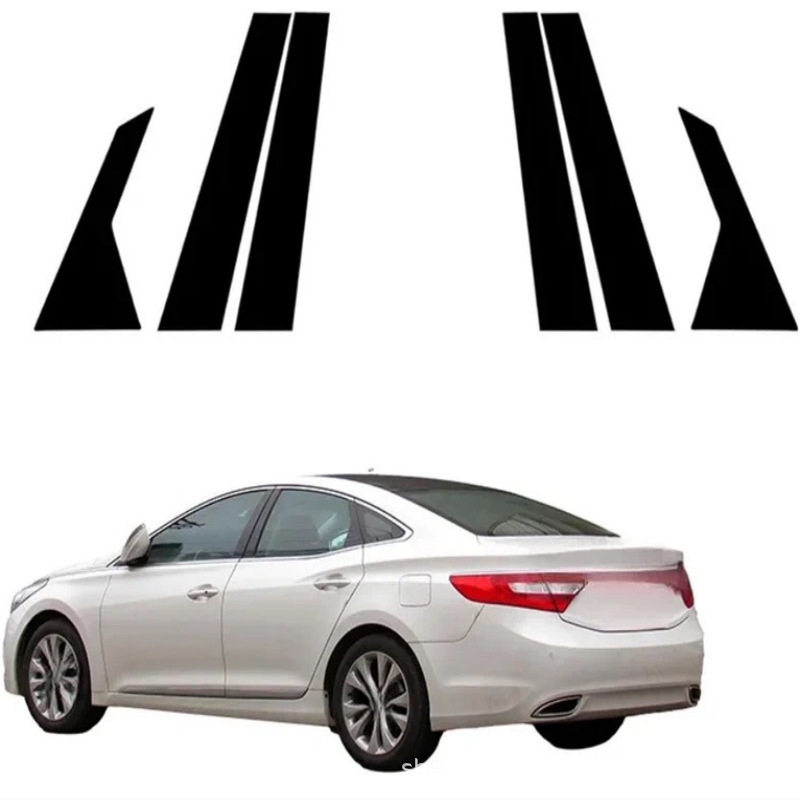 Auto prozorske trake za Hyundai Santa Fe, Sonata 8. i 9. generacije, Elantra | Naljepnice za središnji stup | Materijal: PC plastika | Bez prilagođavanja