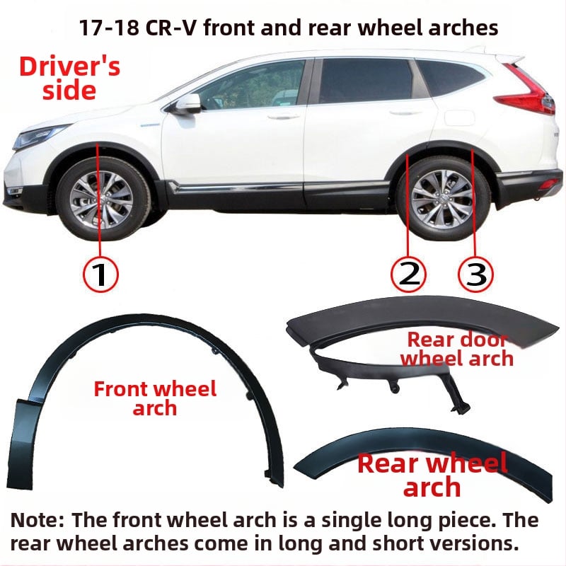 JJQ Proti kolíznym pásom pre ochranný lem kolesa pre Honda CR-V (predný a zadný) – dielové čísla 74115-TME-T01, 74165-TME-T01; kompatibilné s 75390-TLA-A01, 75395-TLA-A01, 74413-TLA-A02