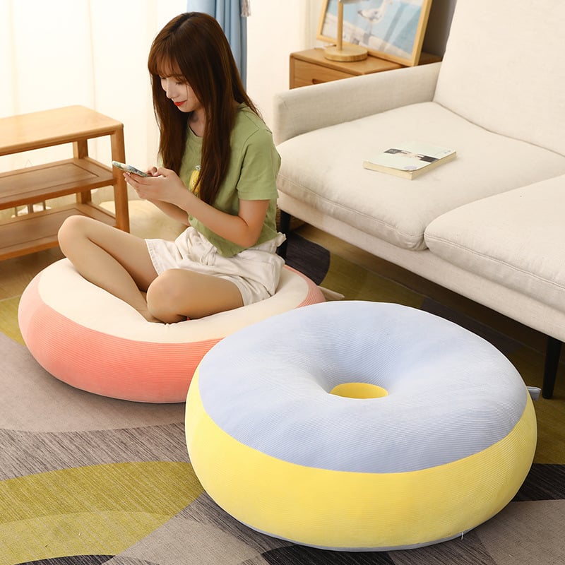 Jastuk za stolici u donut obliku sa srednjom rupom, prugasti uzorak, pliš materijal, PP pamuk punjenje