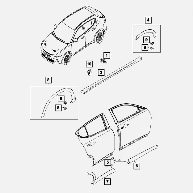 Első kerékív díszléc Buckle Master, 304 rozsdamentes acél, kompatibil modellek 7MT29RXNAA, 7MT29U00AA, 156170280, 156170281, alkatrész-szám 7HT28TZZAA