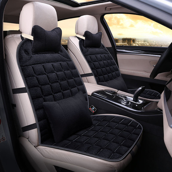 Autóülés párna – plüss felület, csúszásmentes, háttámla nélküli, téli háromdarabos készlet az első üléshez