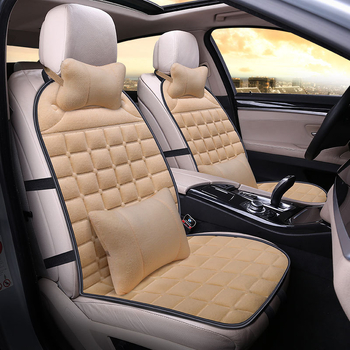 Autóülés párna – plüss felület, csúszásmentes, háttámla nélküli, téli háromdarabos készlet az első üléshez