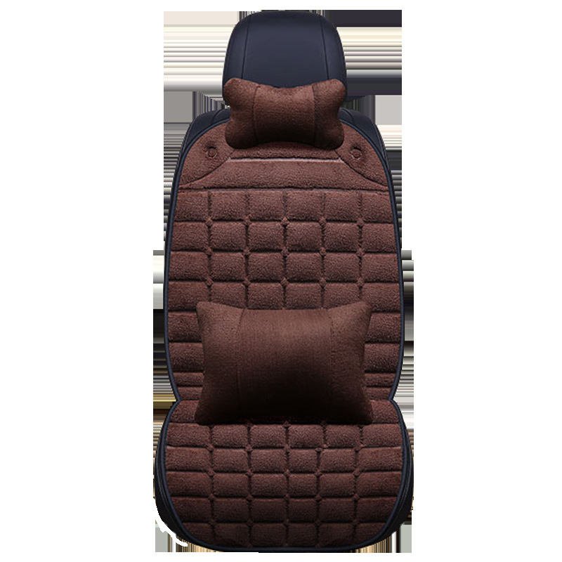 Autóülés párna – plüss felület, csúszásmentes, háttámla nélküli, téli háromdarabos készlet az első üléshez