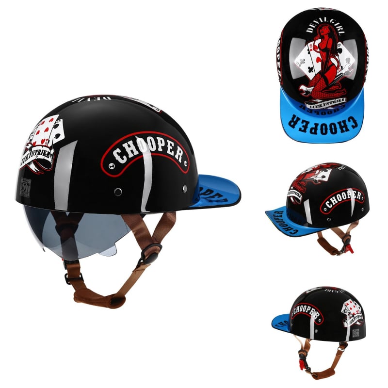 Jrte Retro DOT motociklistička kaciga, Unisex, Personalizirana kaciga za vožnju s ukrasom za slušalice