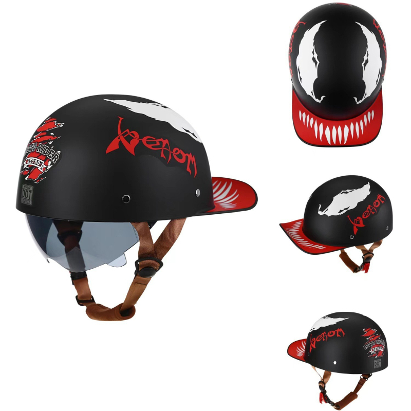 Jrte Retro DOT motociklistička kaciga, Unisex, Personalizirana kaciga za vožnju s ukrasom za slušalice