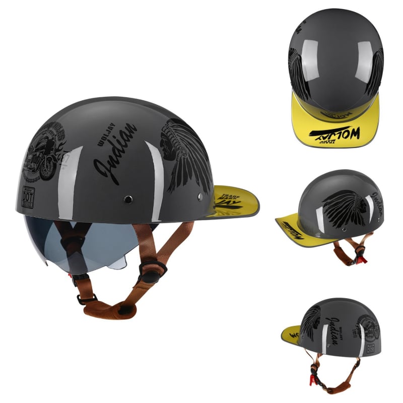 Jrte Retro DOT motociklistička kaciga, Unisex, Personalizirana kaciga za vožnju s ukrasom za slušalice