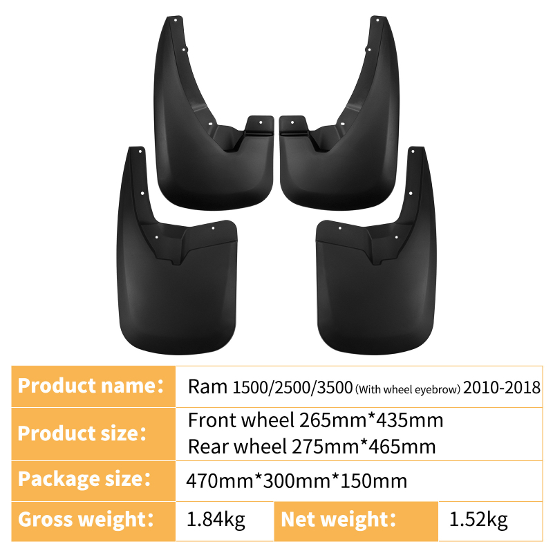 Mekana plastična zaštita blatnika za Dodge Ram 1500/2500/3500 (2010-2018) - Poseban blatnik
