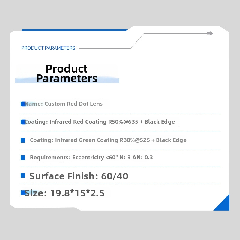 Haoxuan špeciálne tvarovaná červená bodová šošovka, achromatická červená bodová šošovka, dvojitý anti-reflexný povlak červeno-zelený, korekcia astigmatizmu; vhodné pre letectvo, medicínu, vojenské a optické aplikácie.