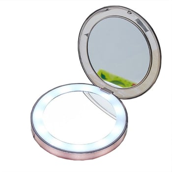 Du Meina LED makeup ogledalo s rasvjetom, sklopivo dvostrano ogledalo 2–10x uvećanje, plastično kućište, mogućnost printa logotipa