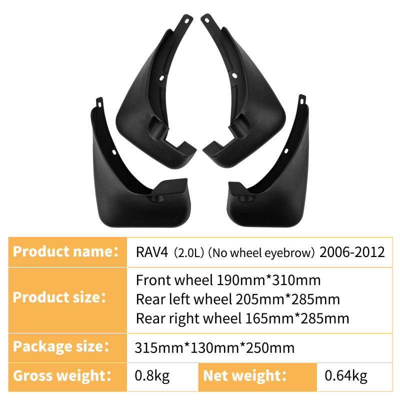 Toyota RAV4 2006-2012 blatnik za gume – poseban zaštitnik blatnika, mekani PP plast