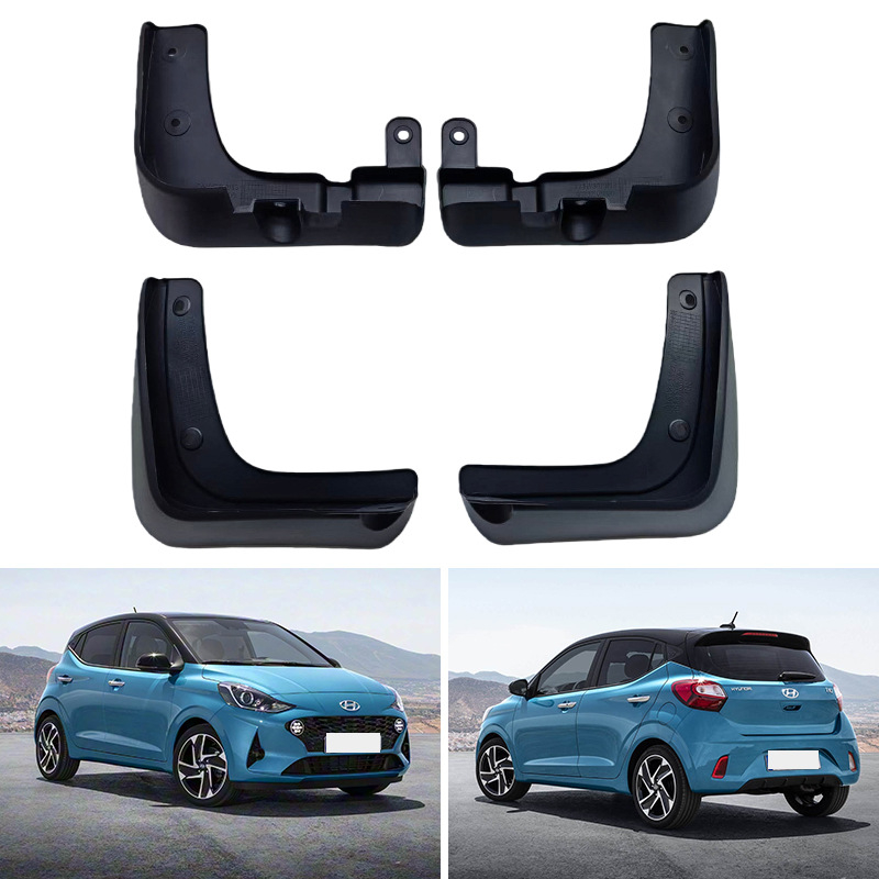 Prilagođene pločice blatobrana za Hyundai Grand i10 (sedan/hatchback) 2022–2026 — komplet od 4 komada (prednji, stražnji, lijevi, desni), instalacija bez bušenja, PP+TPE mekani plast